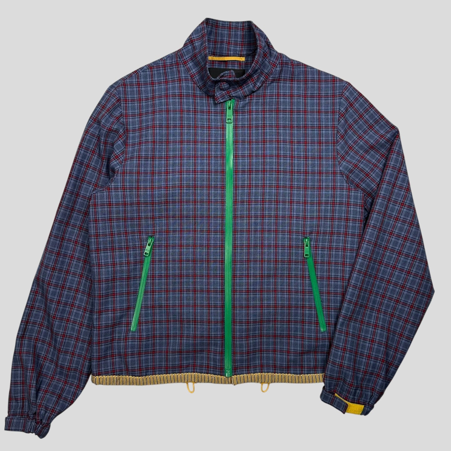 Prada Milano SS16 Wool Contrast Zip Technical Plaid Blouson Jacket - IT46 | Default Title, Multicoloured