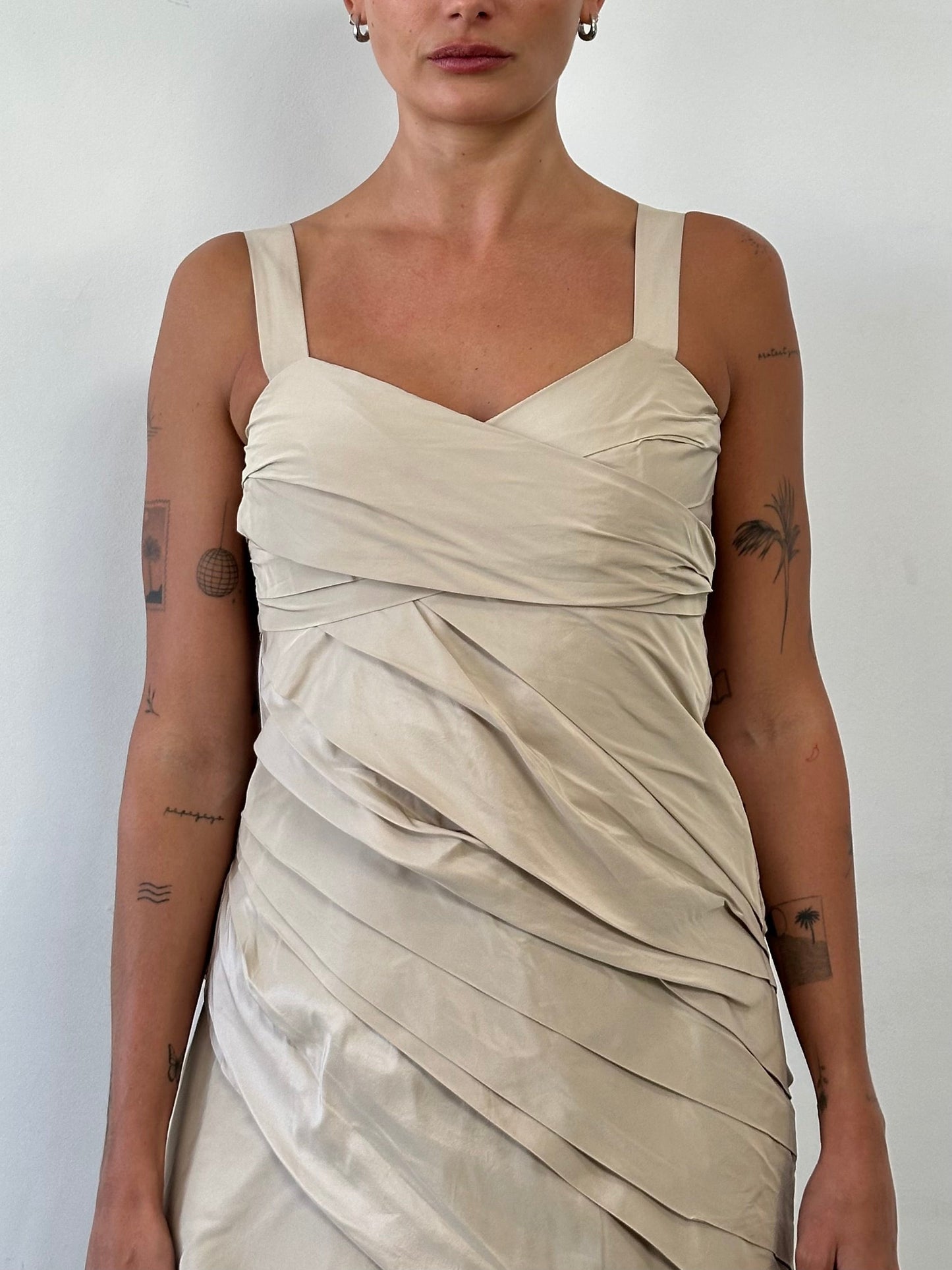 Max Mara Silk Asymmetric Bubble Hem Mini Dress - M/UK10