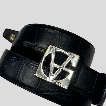 Gianni Versace 90’s Alligator Leather GV Buckle Belt | O/S, Multicoloured
