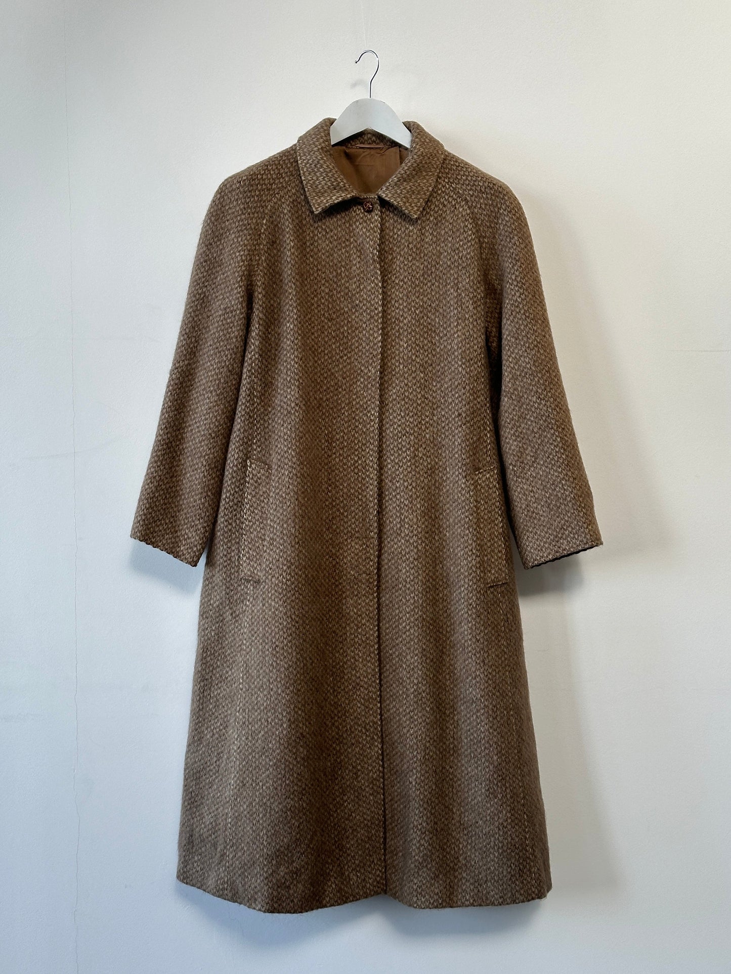 Max Mara Pure Wool Fuzzy Concealed Placket Coat - L