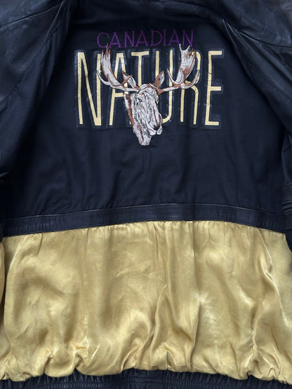 Vintage 1990s Aged Leather Bomber Jacket - XL