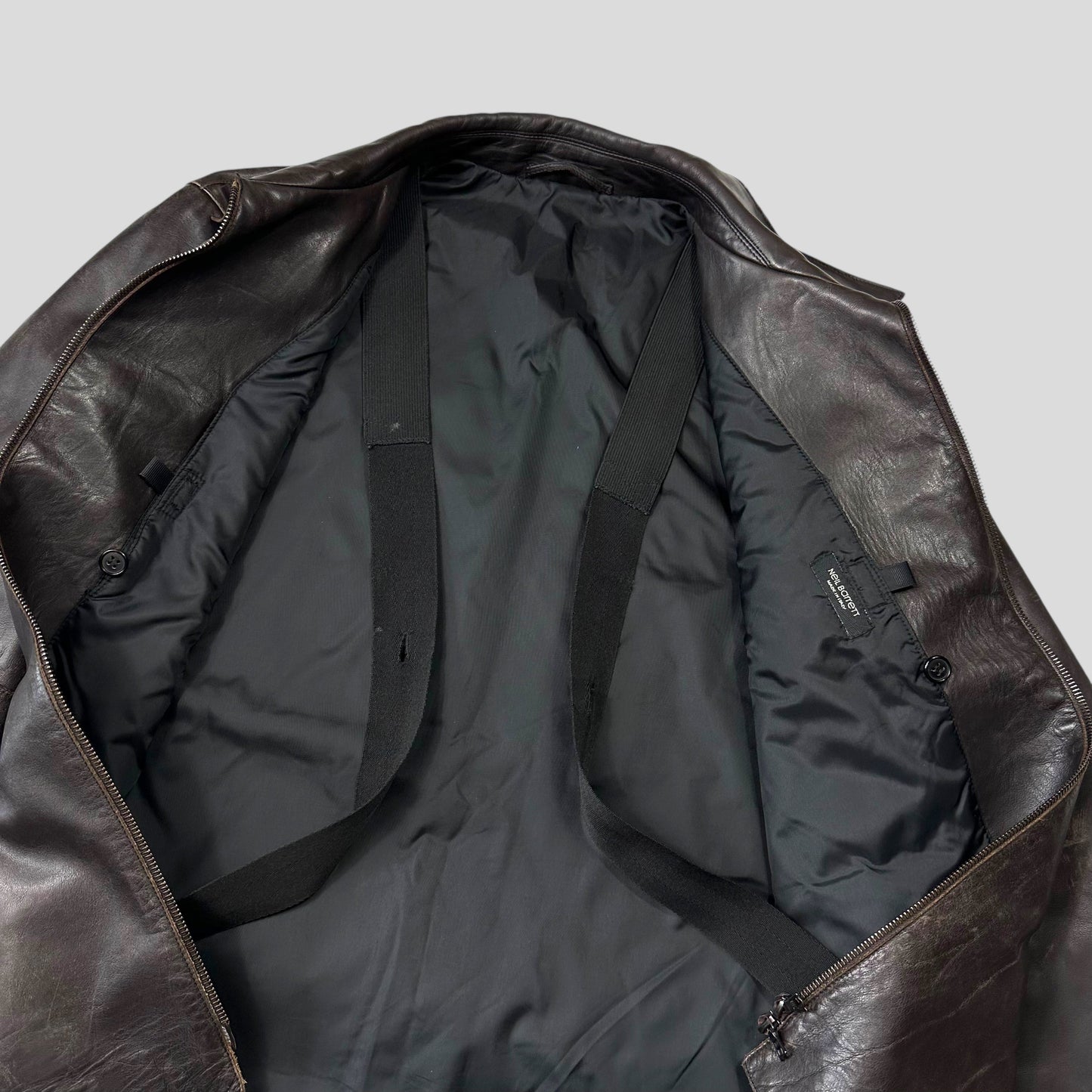 Neil Barrett AW00 Leather Moto Backpack Jacket - M/L | O/S, Brown