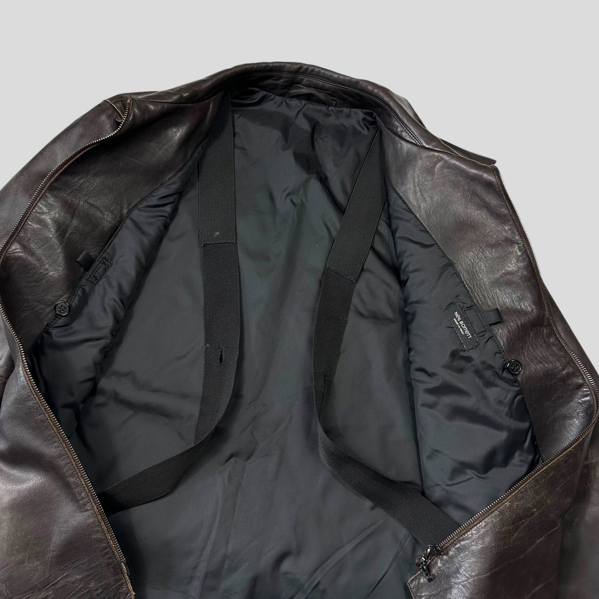 Neil Barrett AW00 Leather Moto Backpack Jacket - M/L | Large, Brown