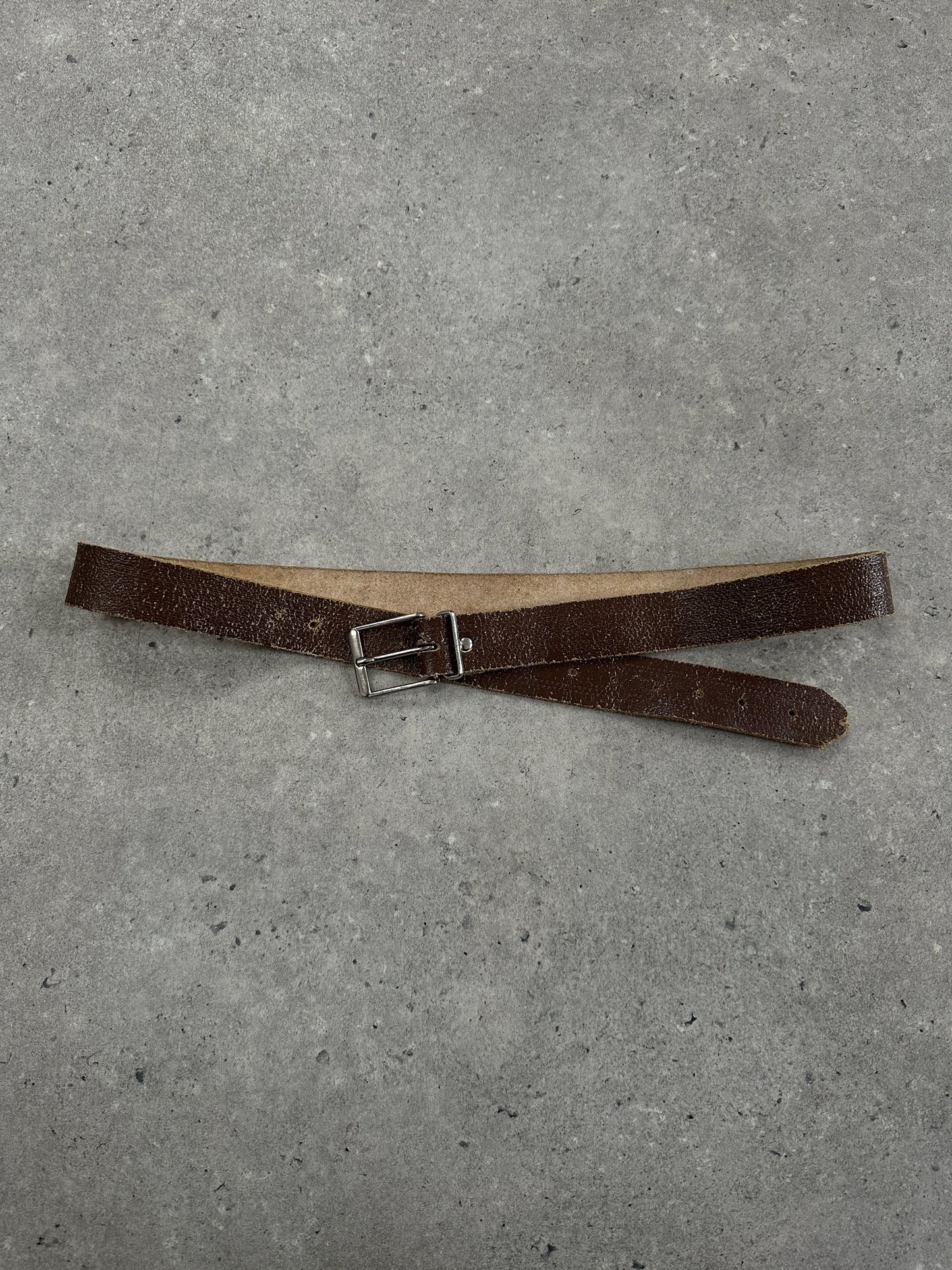 Vintage 1980s Distressed Slim Leather Belt - W31-40