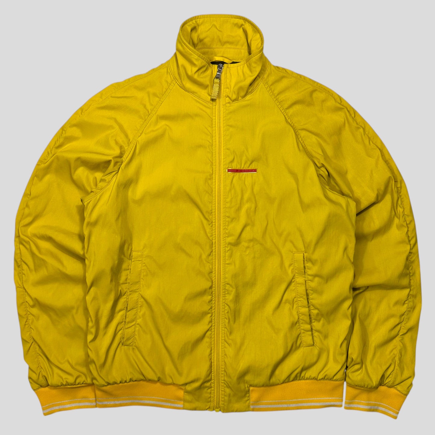 Prada Sport 2011 Acid Yellow Red Tab Nylon Striped Track Jacket - IT48 (M)