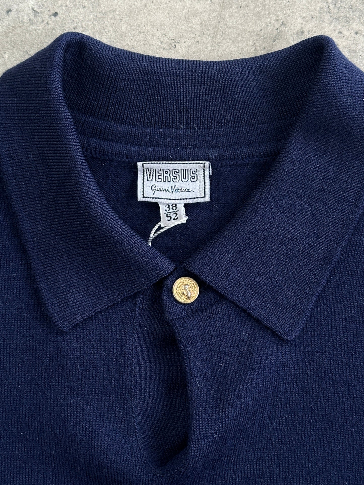 Gianni Versace Versus 90s Pure Wool Bespoke Button Polo Jumper - L