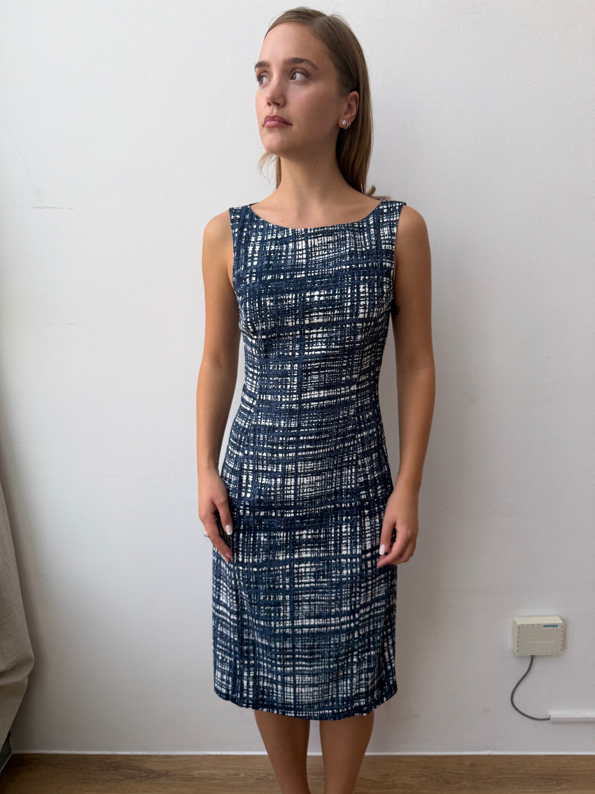 Prada Re-Edition 1996 Graphic Dress | 42, Navy and White