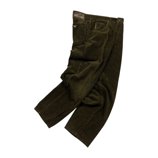 Vintage Armani Green Jumbo Corduroy Trousers