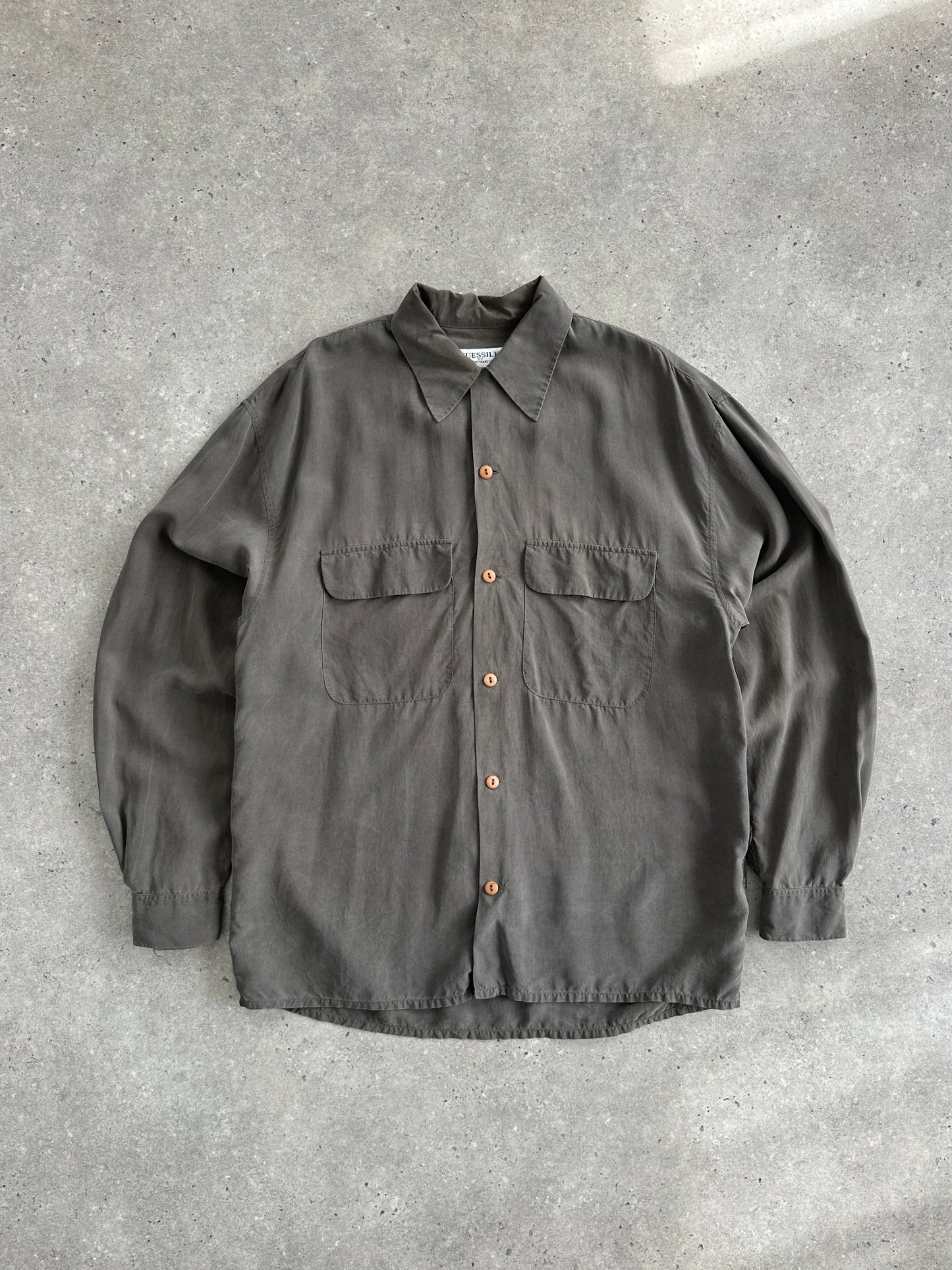 GUESSILK 1990s Pure Silk Minimal Shirt - L