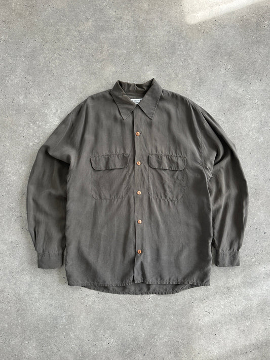 GUESSILK 1990s Pure Silk Minimal Shirt - L