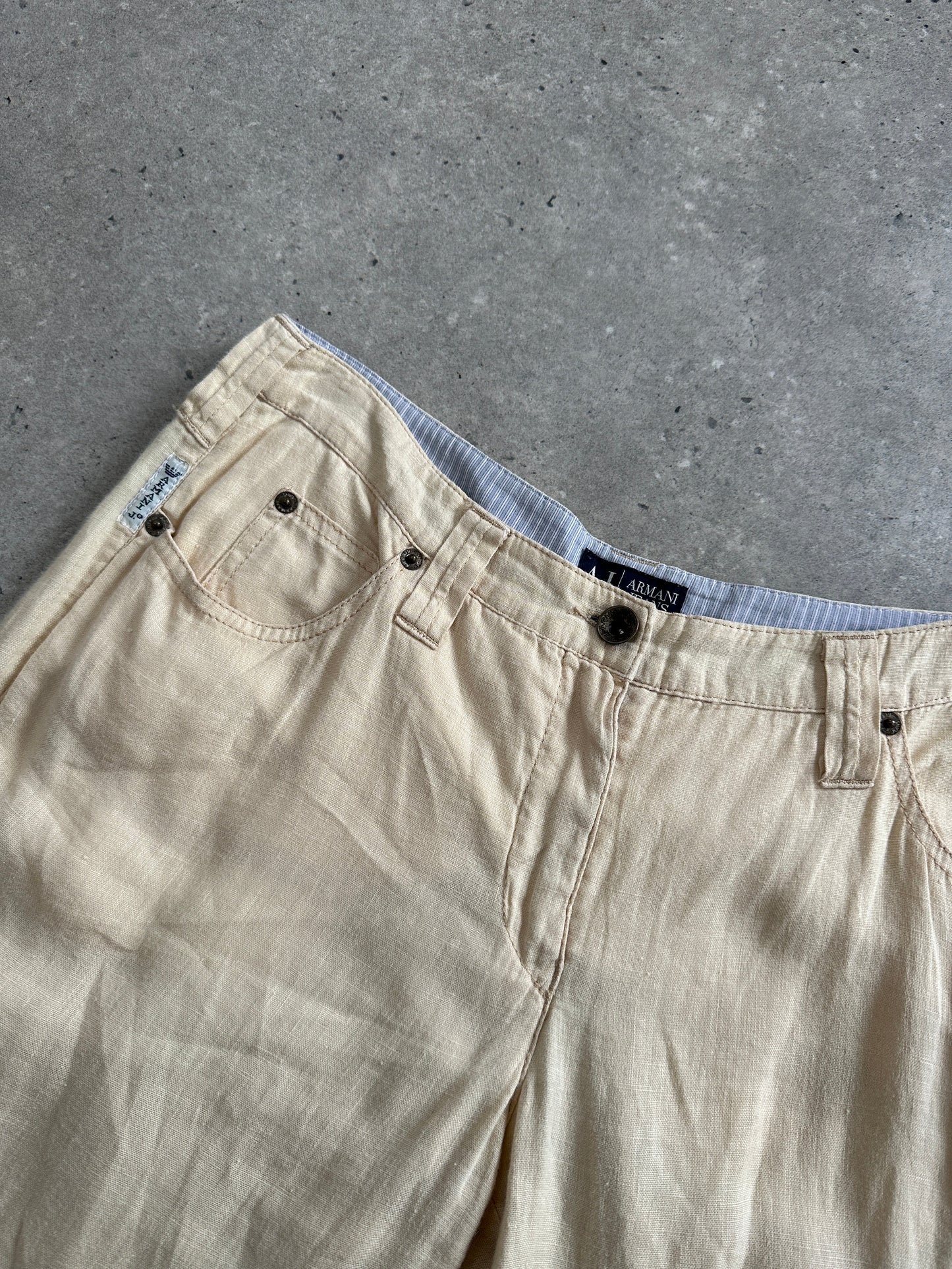 Armani Jeans Low Rise Pure Linen Flared Trousers - W29