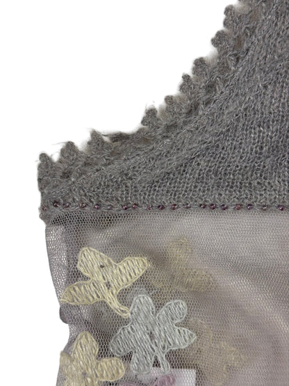 Moschino knit mesh embellished top | Grey, Grey