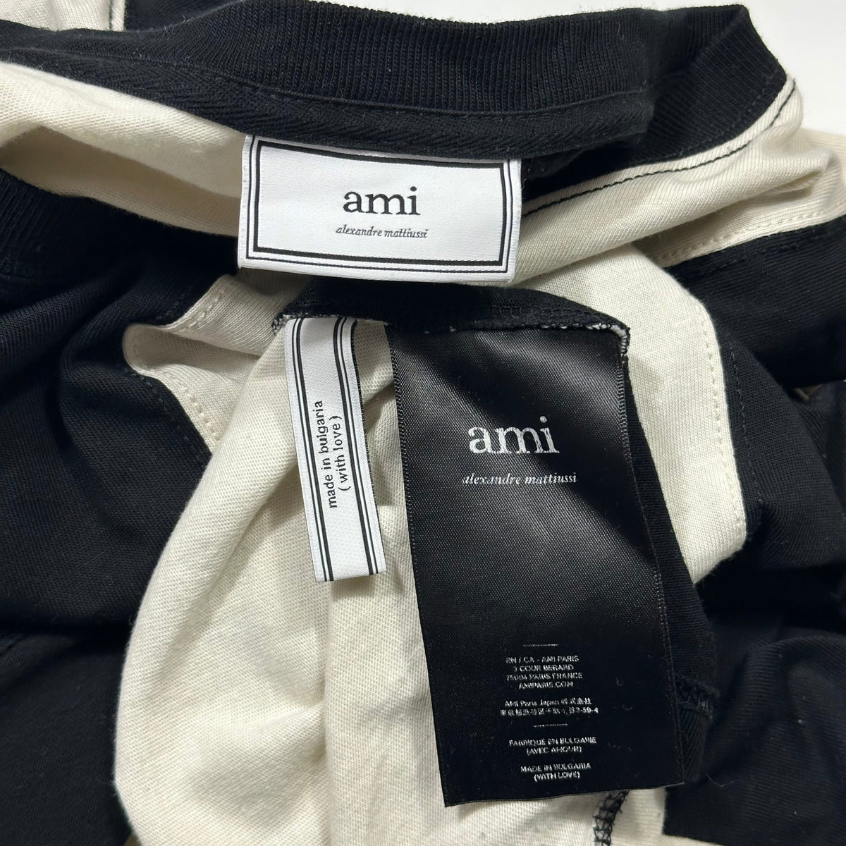 AMI Panelled Striped Heavy Cotton Logo T-shirt - XXL | Black