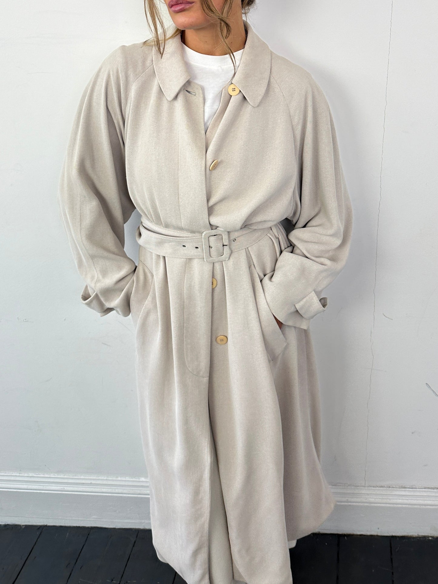 Giorgio Armani Wool Floor Length Belted Coat - M/L