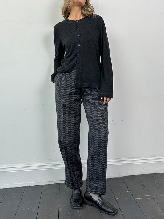 Italian Vintage Wool Pleated Tapered Leg Tailored Trousers - W28