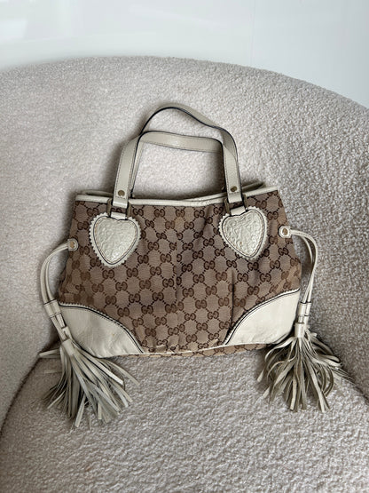 Vintage 90s Gucci Monogram GG Tassel Handbag | O/S, Multicoloured
