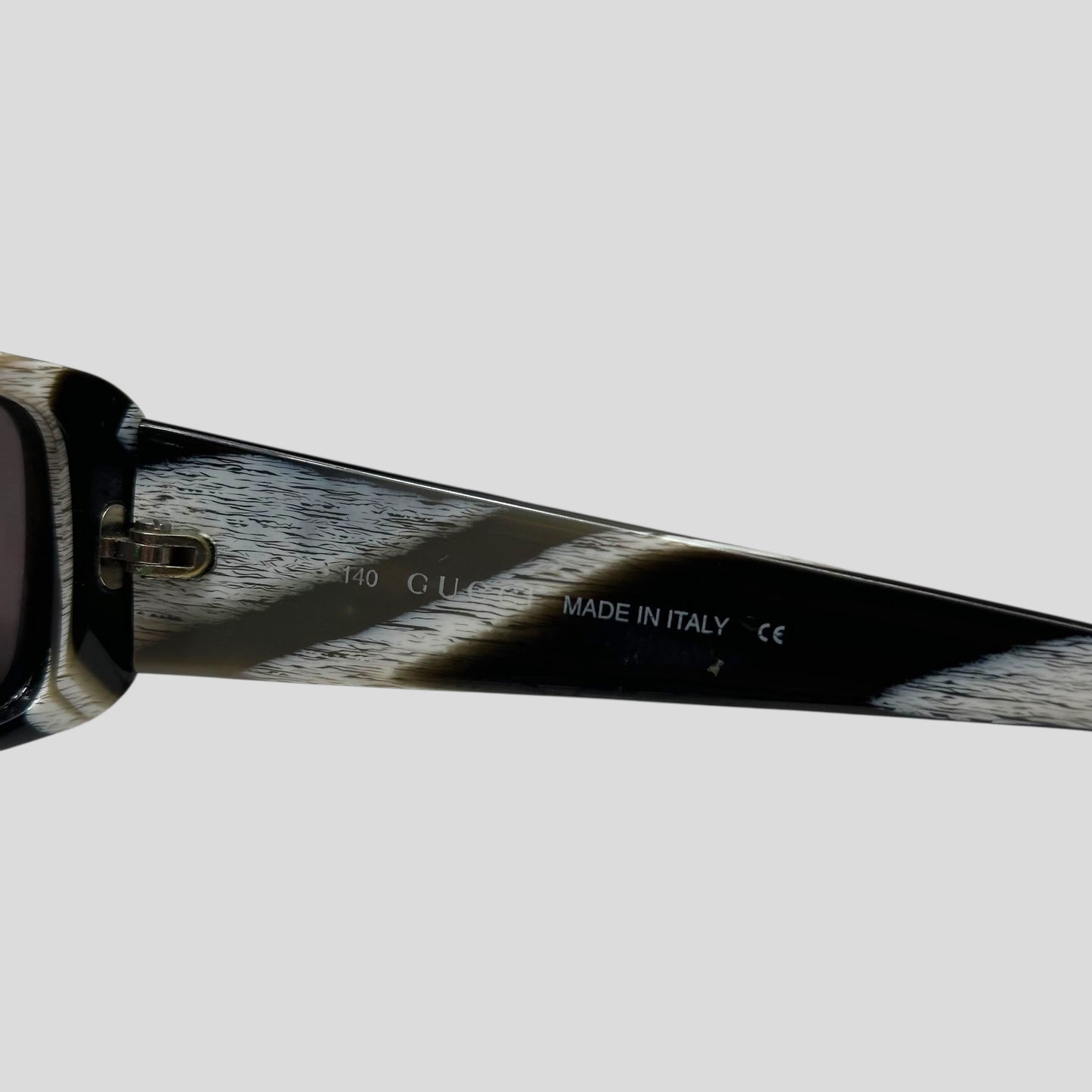 Gucci by Tom Ford 00’s Zebra Print GG Logo Square Sunglasses | O/S, Black and Grey Zebra Print