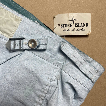 S/S 1983 Ice Blue Plated Tela Stella Poachers Pants
