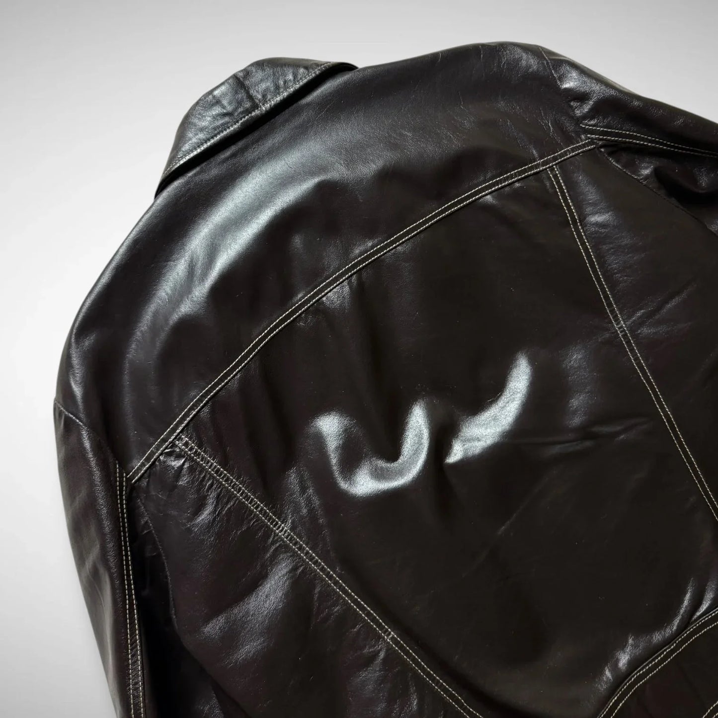 Armani Jeans Contrast Stitch Leather Jacket (2000s)