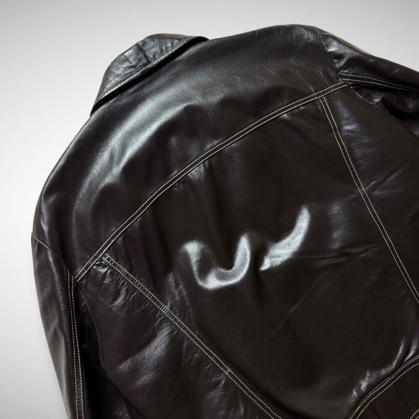 Armani Jeans Contrast Stitch Leather Jacket (2000s)