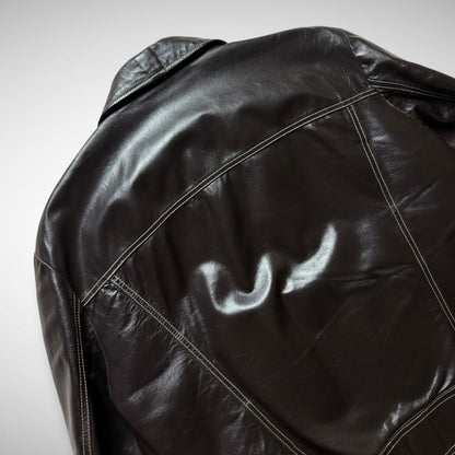 Armani Jeans Contrast Stitch Leather Jacket (2000s)