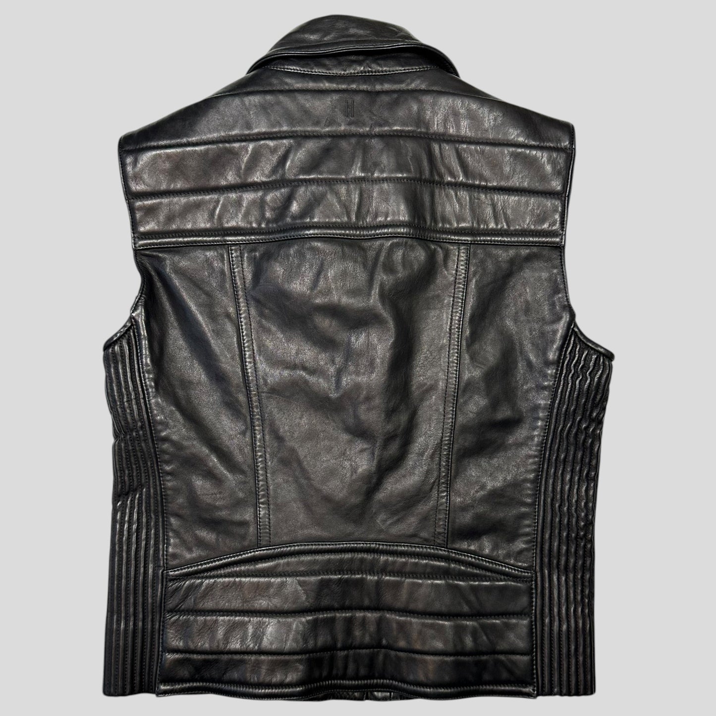 Neil Barrett 2012 Runway Leather Padded Multipocket Moto Vest - S | Default Title, Black