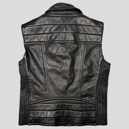 Neil Barrett 2012 Runway Leather Padded Multipocket Moto Vest - S | Default Title, Black