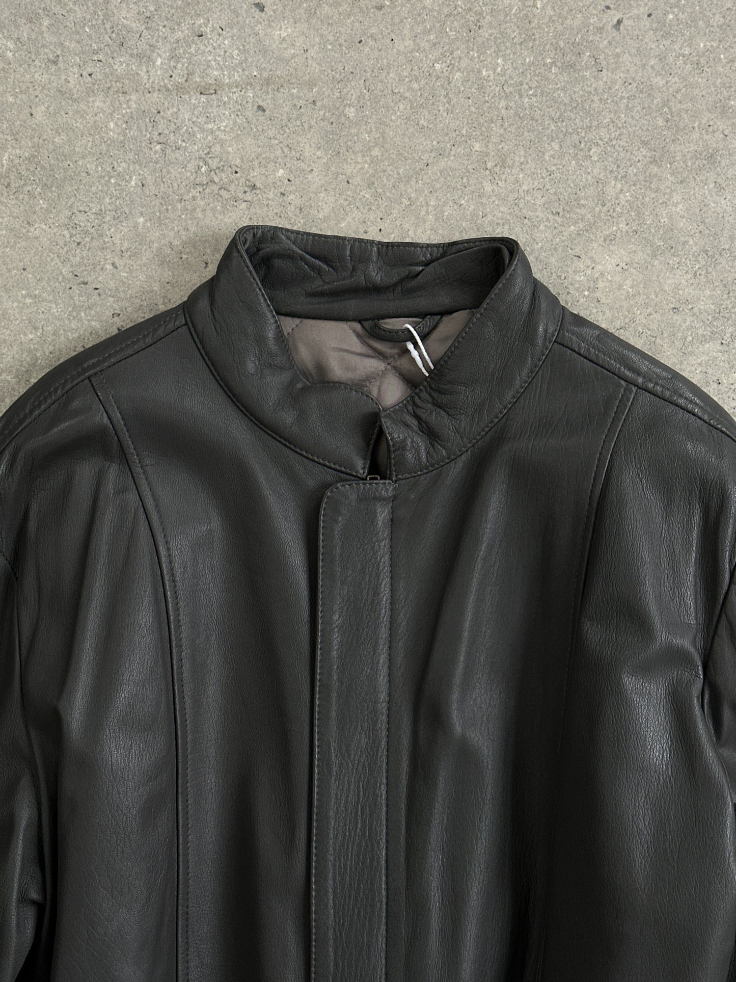 Italian Vintage Belted Leather Jacket - XL