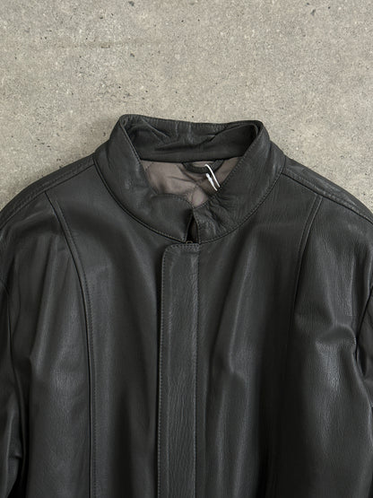 Italian Vintage Belted Leather Jacket - XL