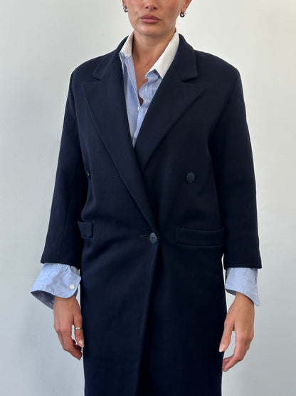 Christian Dior 1980s Pure Wool Double Breasted Coat - S