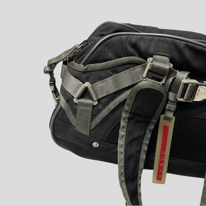 Prada Sport 00’s Lightning Strap Bondage Metal Buckle Mesh + Nylon Bag