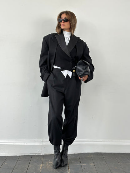 Vintage 1990s Tuxedo Pure Wool Double Breasted Suit - 46R/W34-36