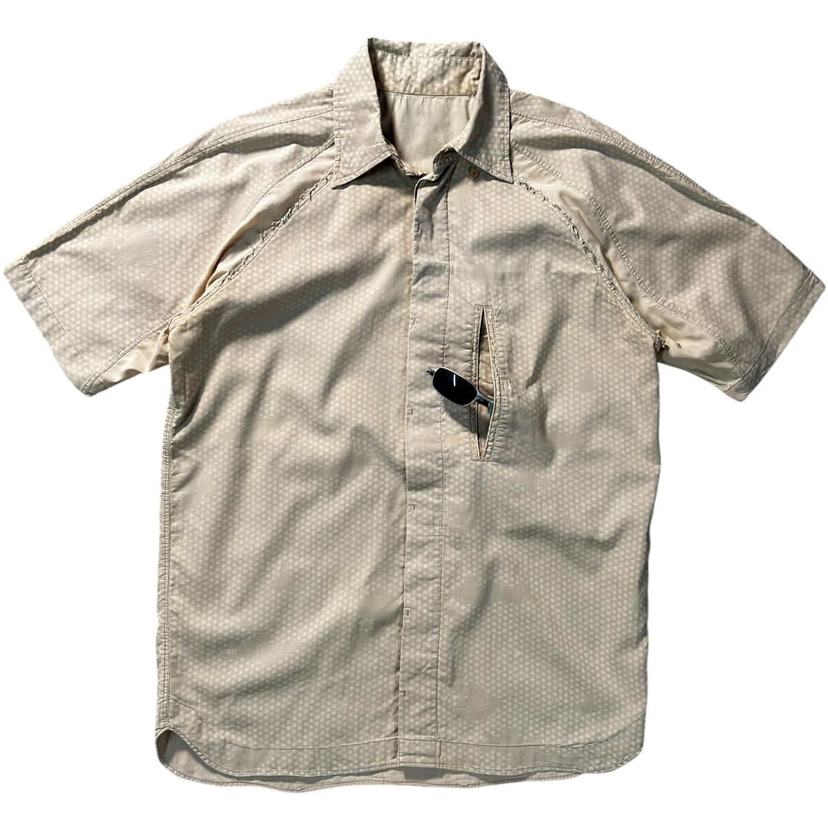 Maharishi 1998 Raw Hem Short Sleeve Shirt S | Small, Cream