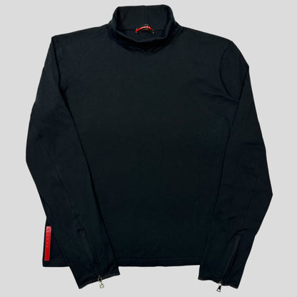 Prada Sport 00’s Red Tab Turtleneck Technical Zip T-shirt - S/M | Default Title, Black