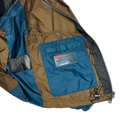 Prada Jacket In Black, Brown & Blue ( XL )