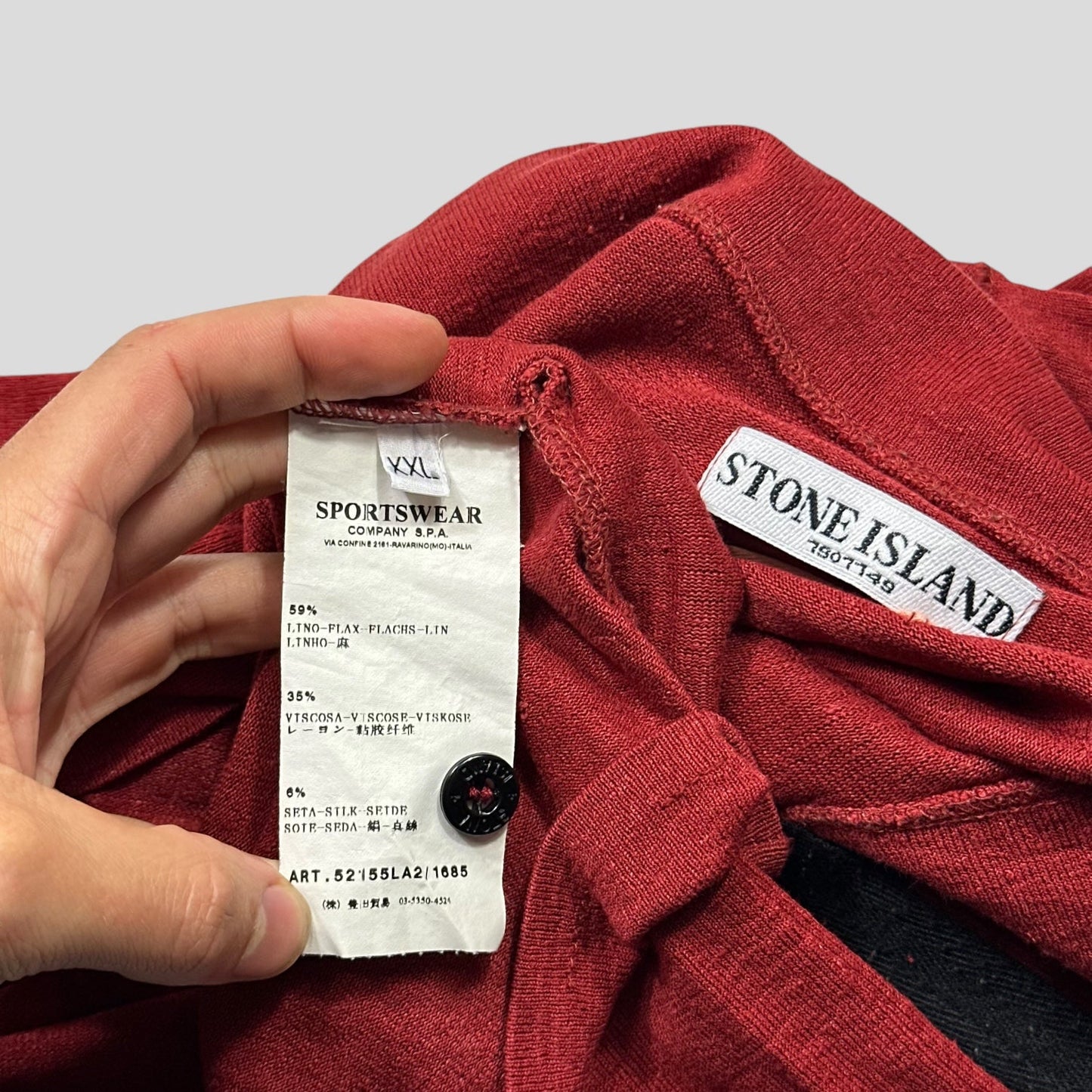 Stone Island 2010 Blood Red Flax & Silk Lightweight Knit - L | Default Title, Red