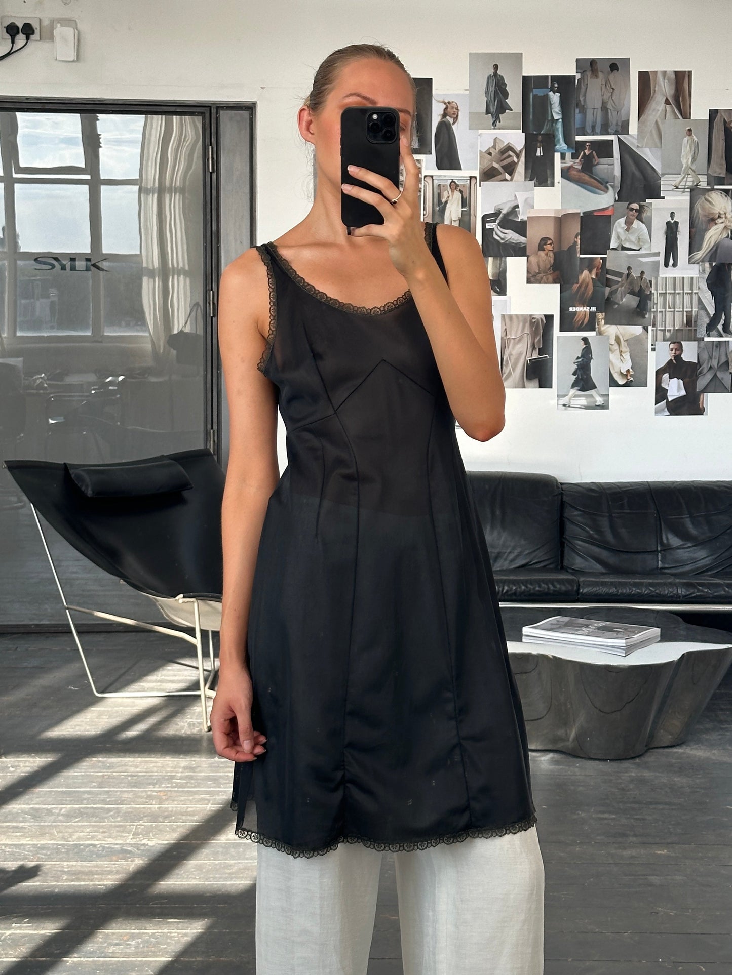 Vintage 1990s Lace Mini Slip Dress - M