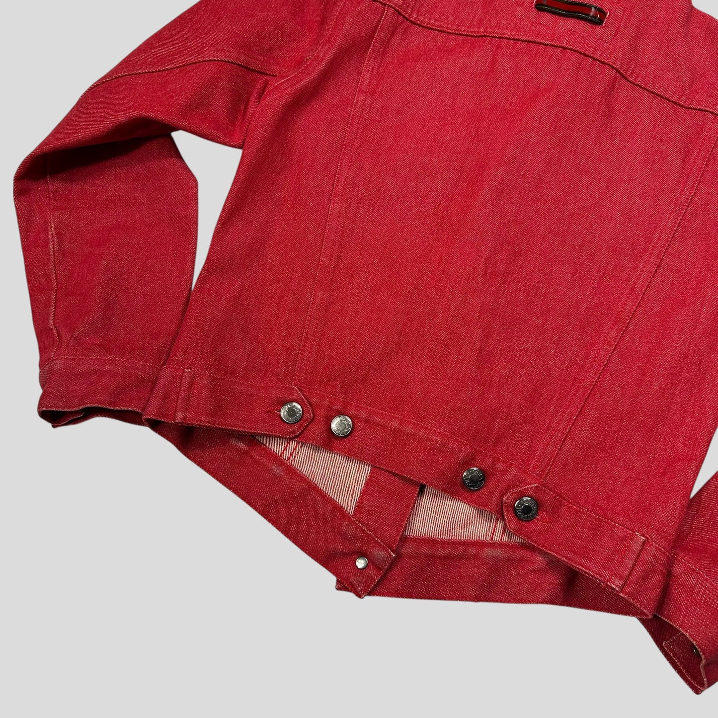 Gucci by Tom Ford 1999 Red Denim Cropped Front Drop Jacket - IT42 | Default Title, Red