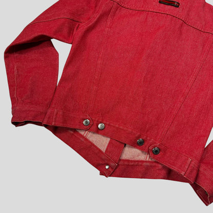 Gucci by Tom Ford 1999 Red Denim Cropped Front Drop Jacket - IT42 | Default Title, Red