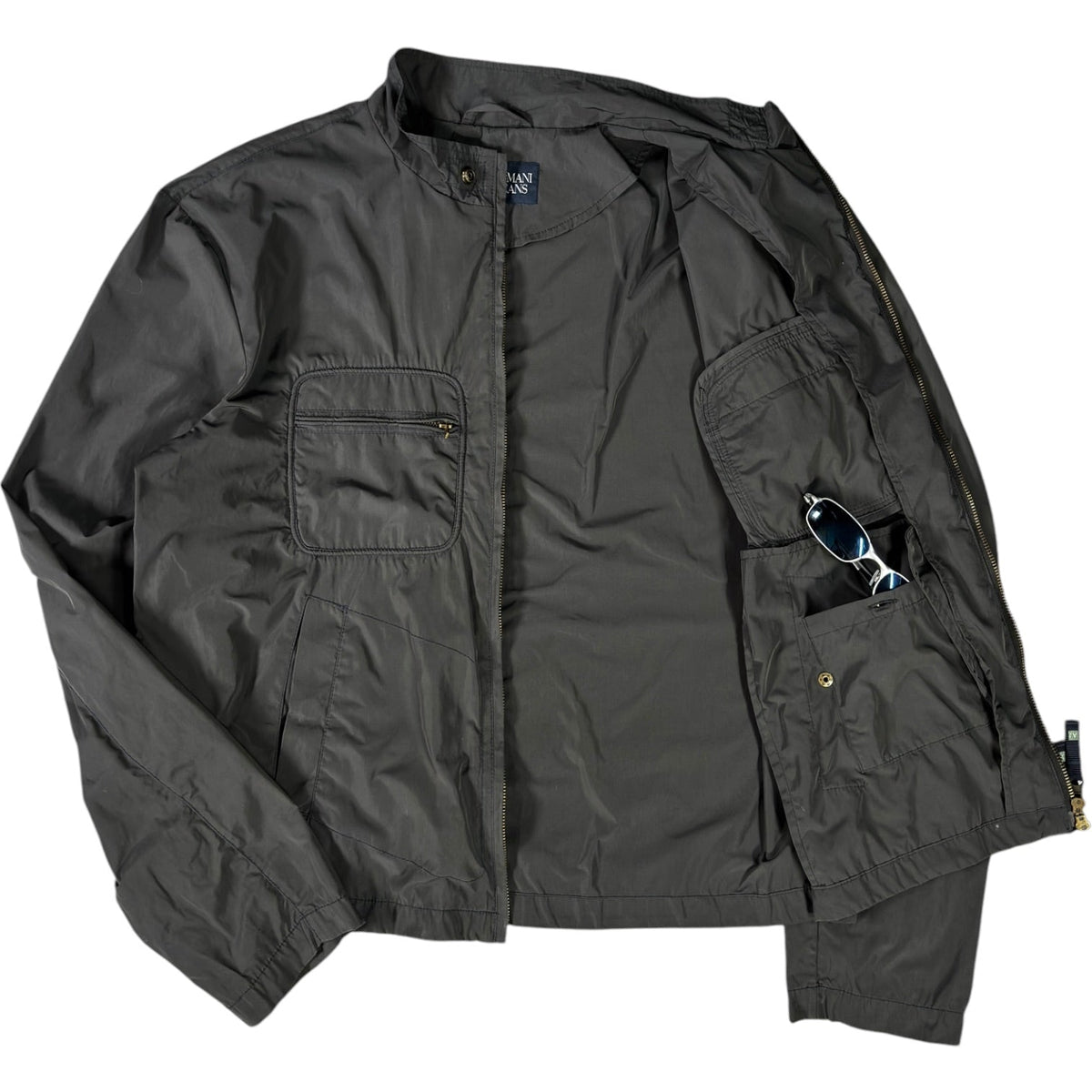 Armani Jeans 00's Dark Grey Cropped Multipocket Jacket XL | XL, Grey