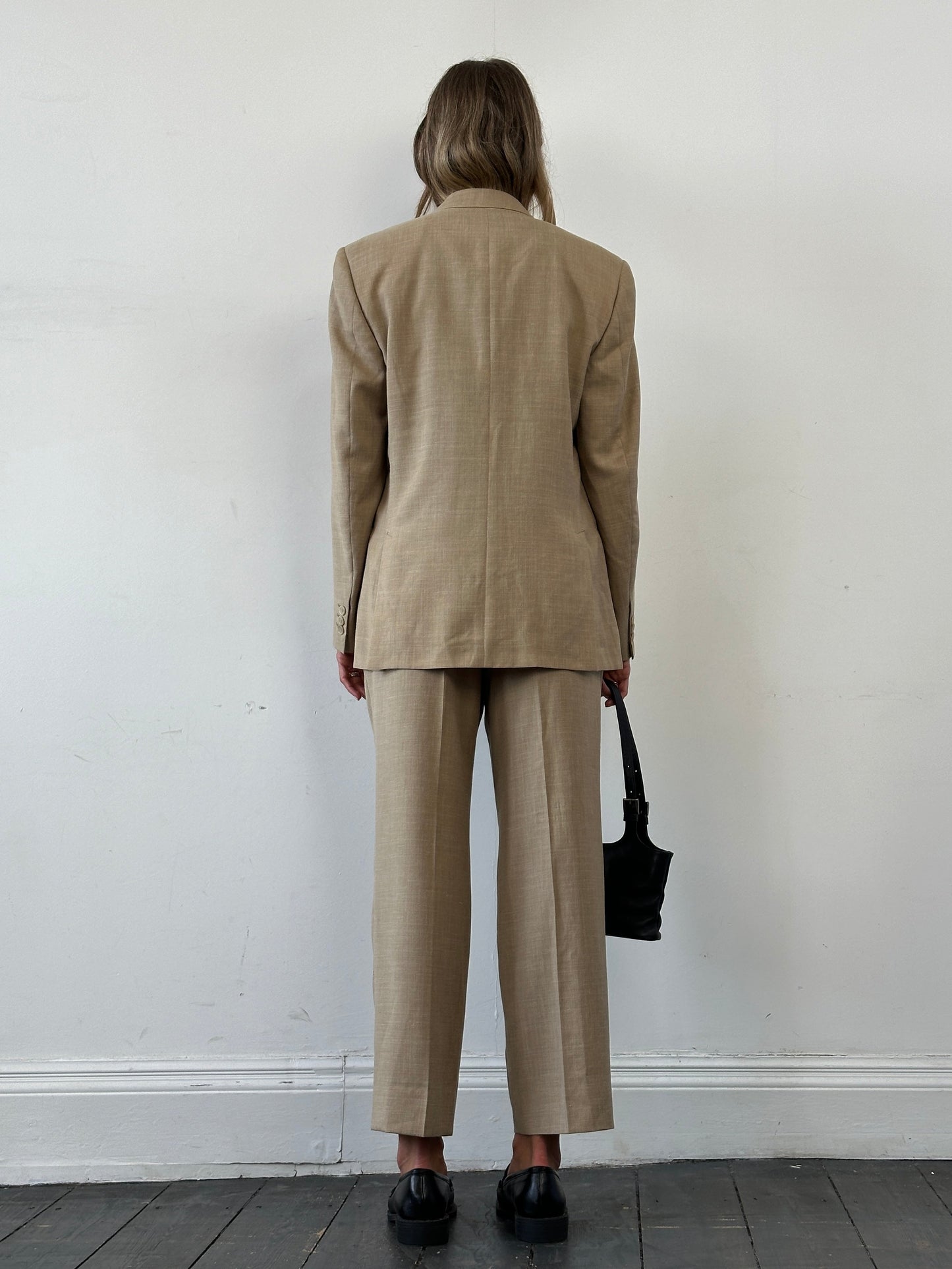 Vintage Single Breasted Wool Linen Blend Suit - 36R/W31