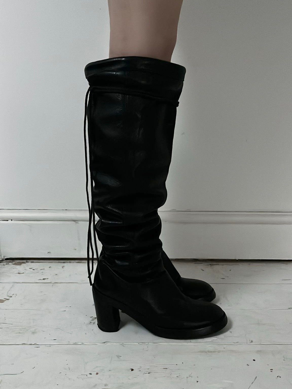ANN DEMEULEMEESTER KNEE HIGH BOOTS (EU 40, FITS 41) | DEFAULT TITLE, Black