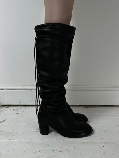 ANN DEMEULEMEESTER KNEE HIGH BOOTS (EU 40, FITS 41) | DEFAULT TITLE, Black