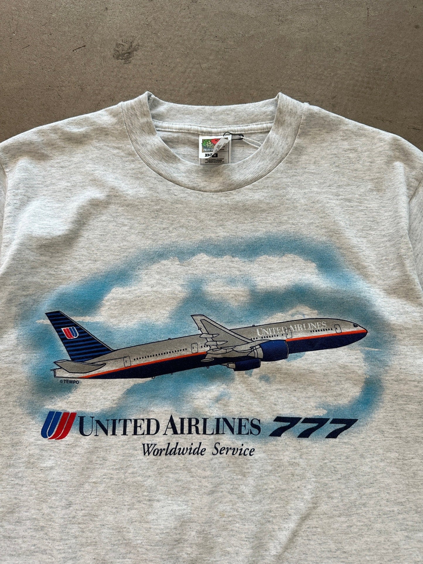 1990’s United Airlines 777 T-shirt - M | Medium, Red