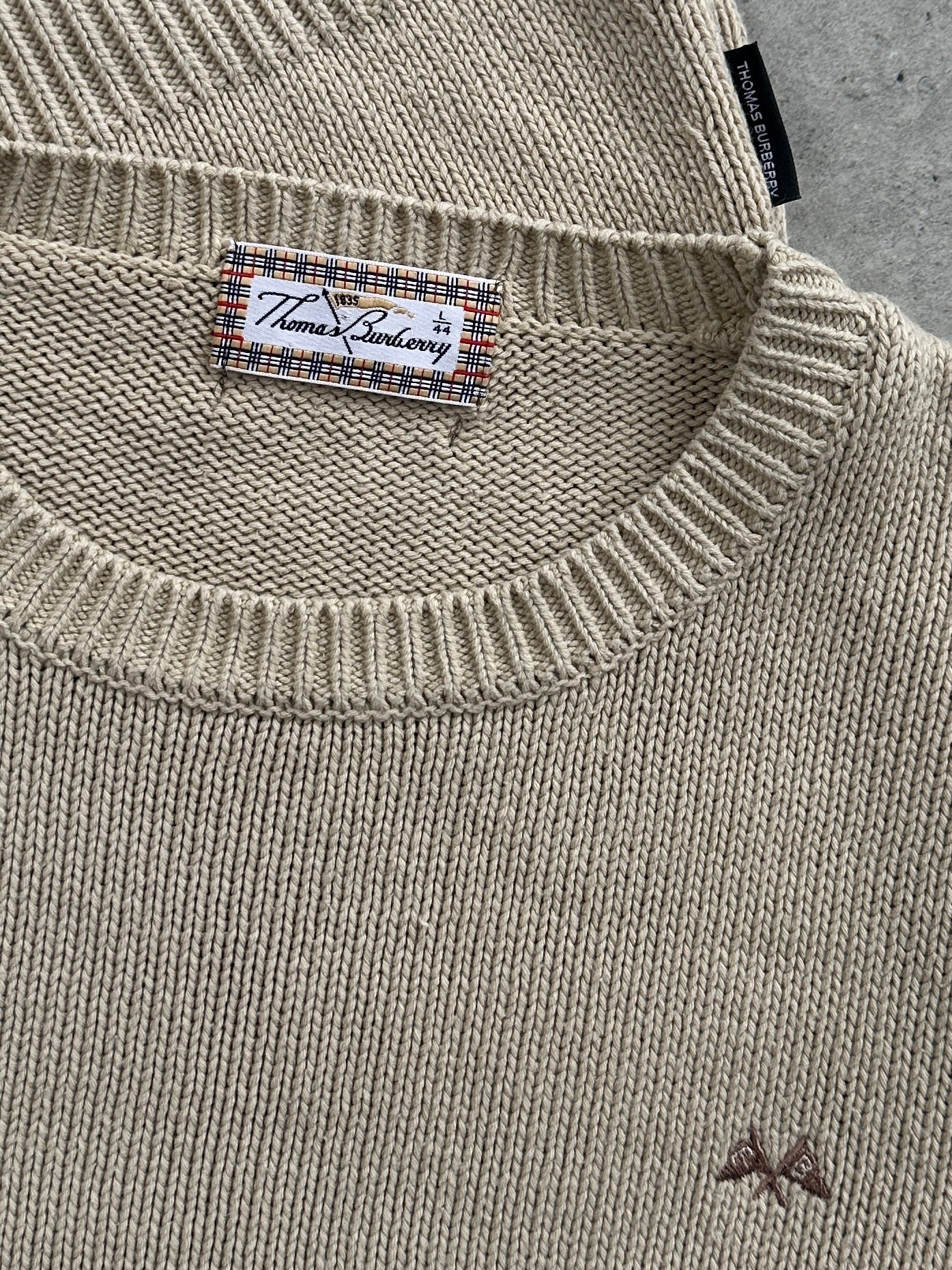 Thomas Burberry 2000s Cotton Knitted Logo Jumper - XS