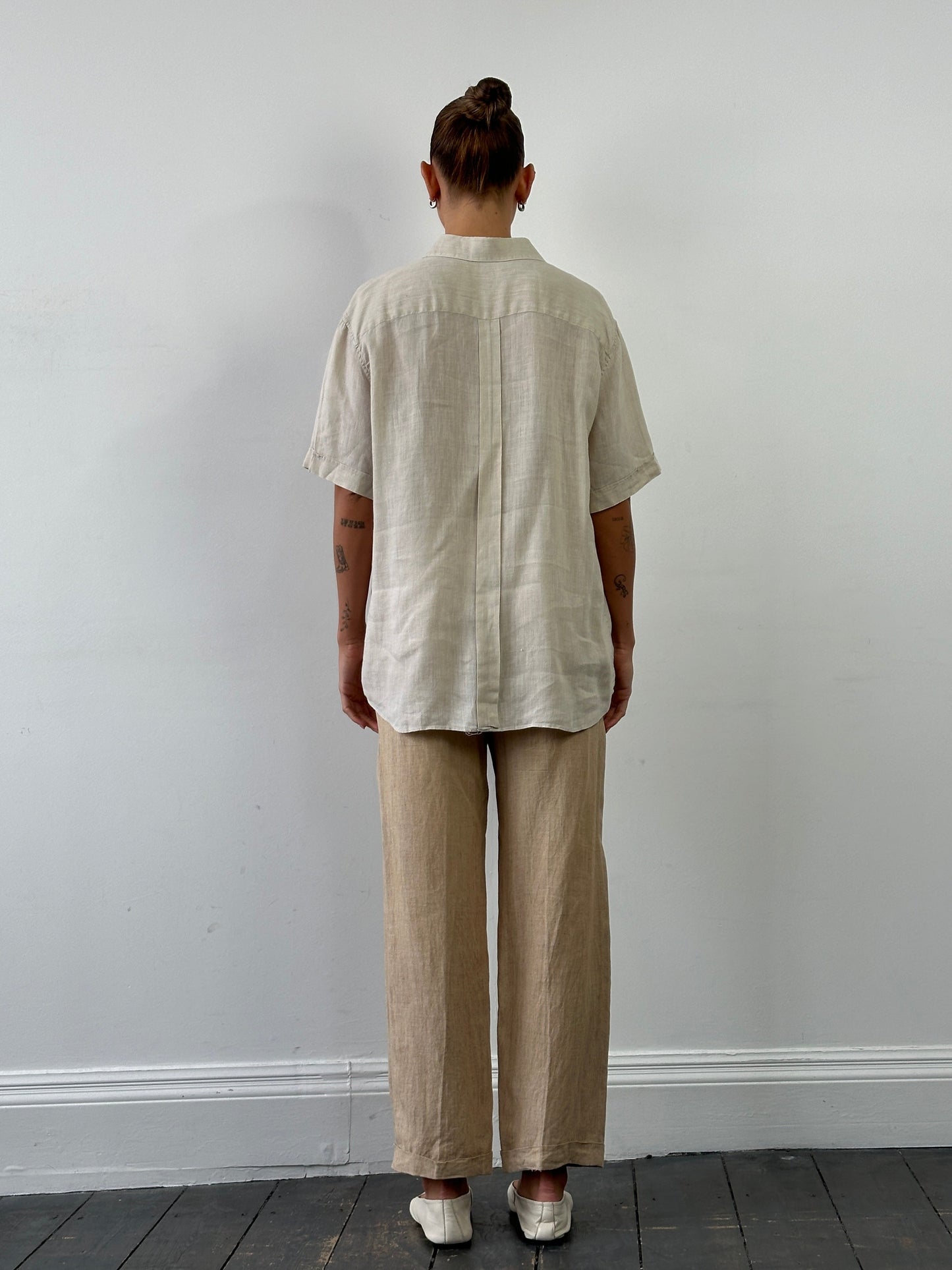 Italian Vintage Pure Linen Short Sleeve Shirt - XL