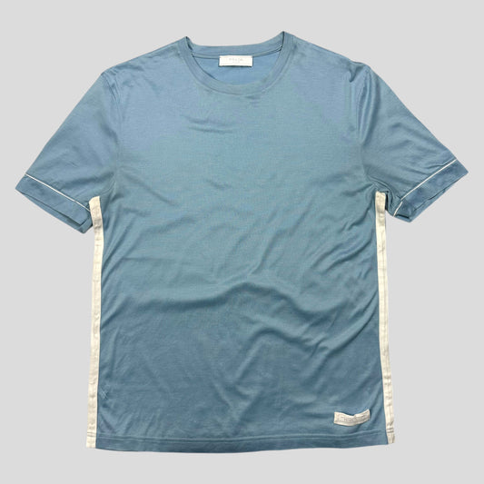 Prada Milano Baby Blue Panelled Logo T-shirt - S/M