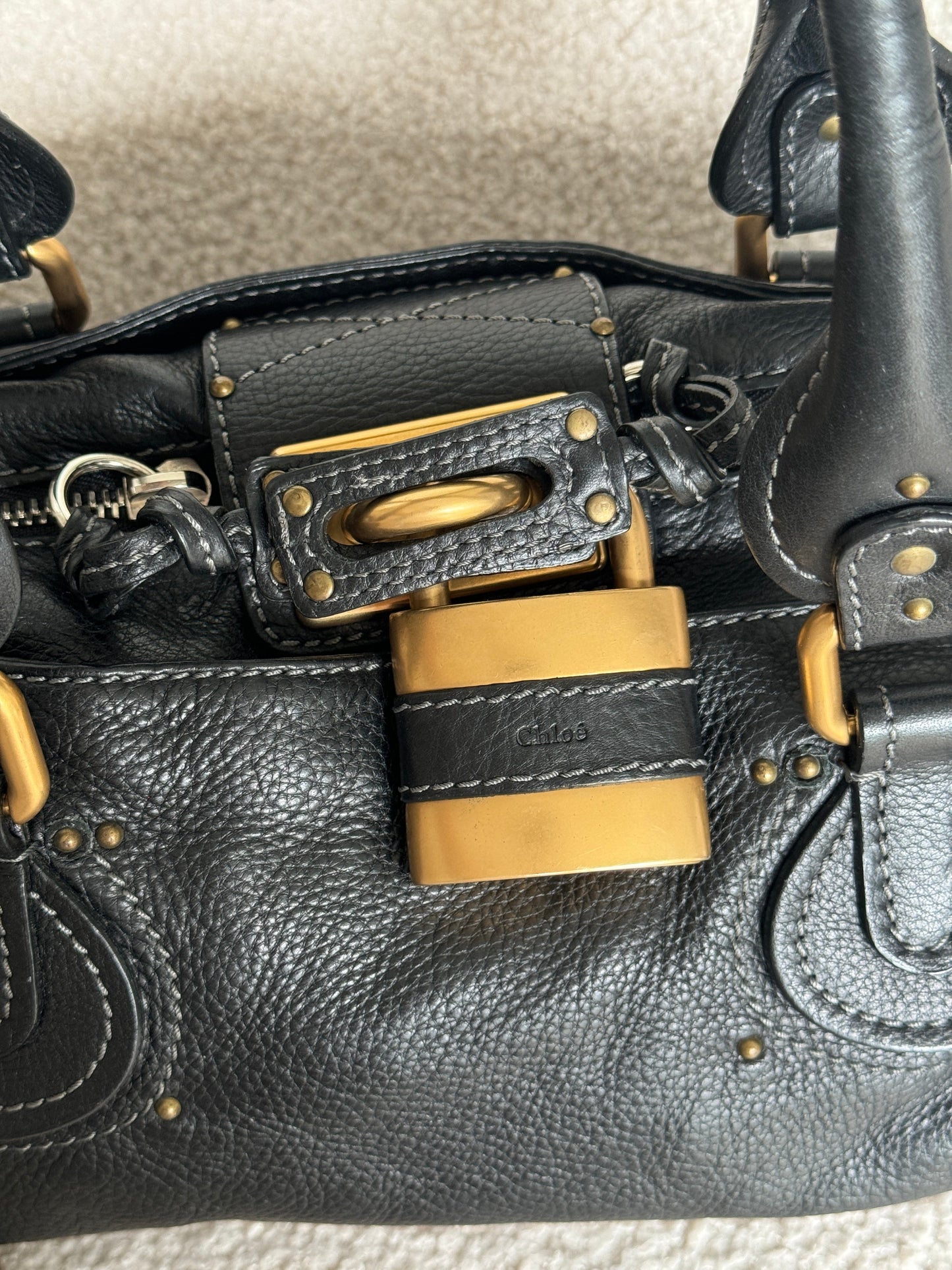2007 Chloe Paddington Black Leather Handbag | O/S, Black