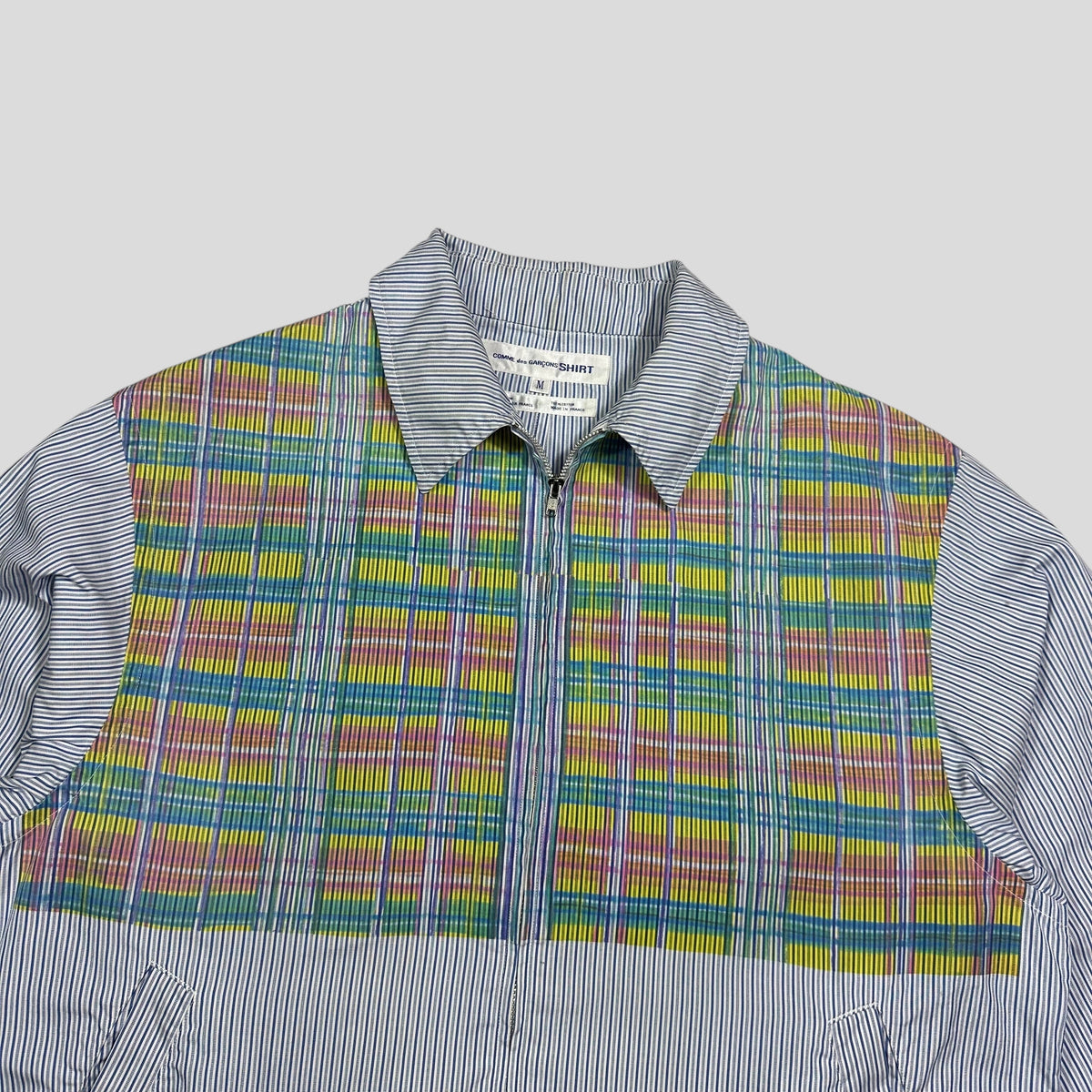 Comme Des Garçons SHIRT 90’s Plaid Striped Boxy Work Jacket - M | Blue