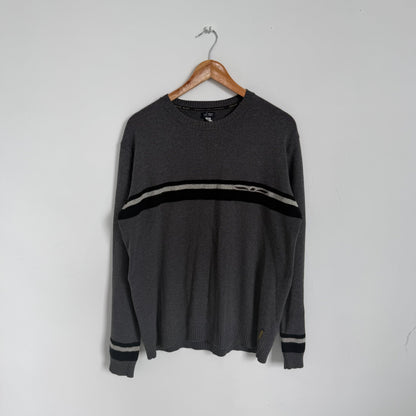 2000s armani jeans eagle knit jumper | O/S, Charcoal Grey
